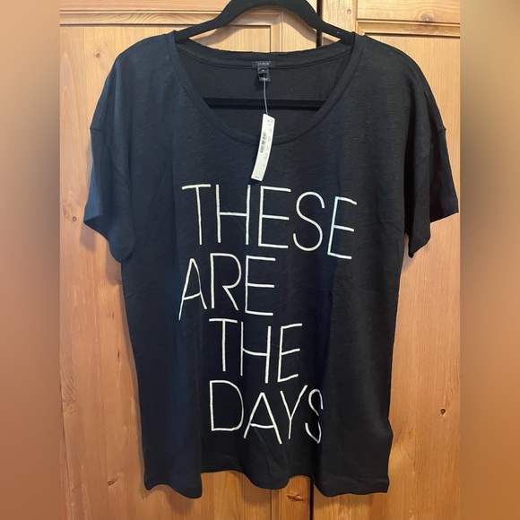 NWT J.Crew These Are the Days Black Linen T-shirt - Picture 3 of 5